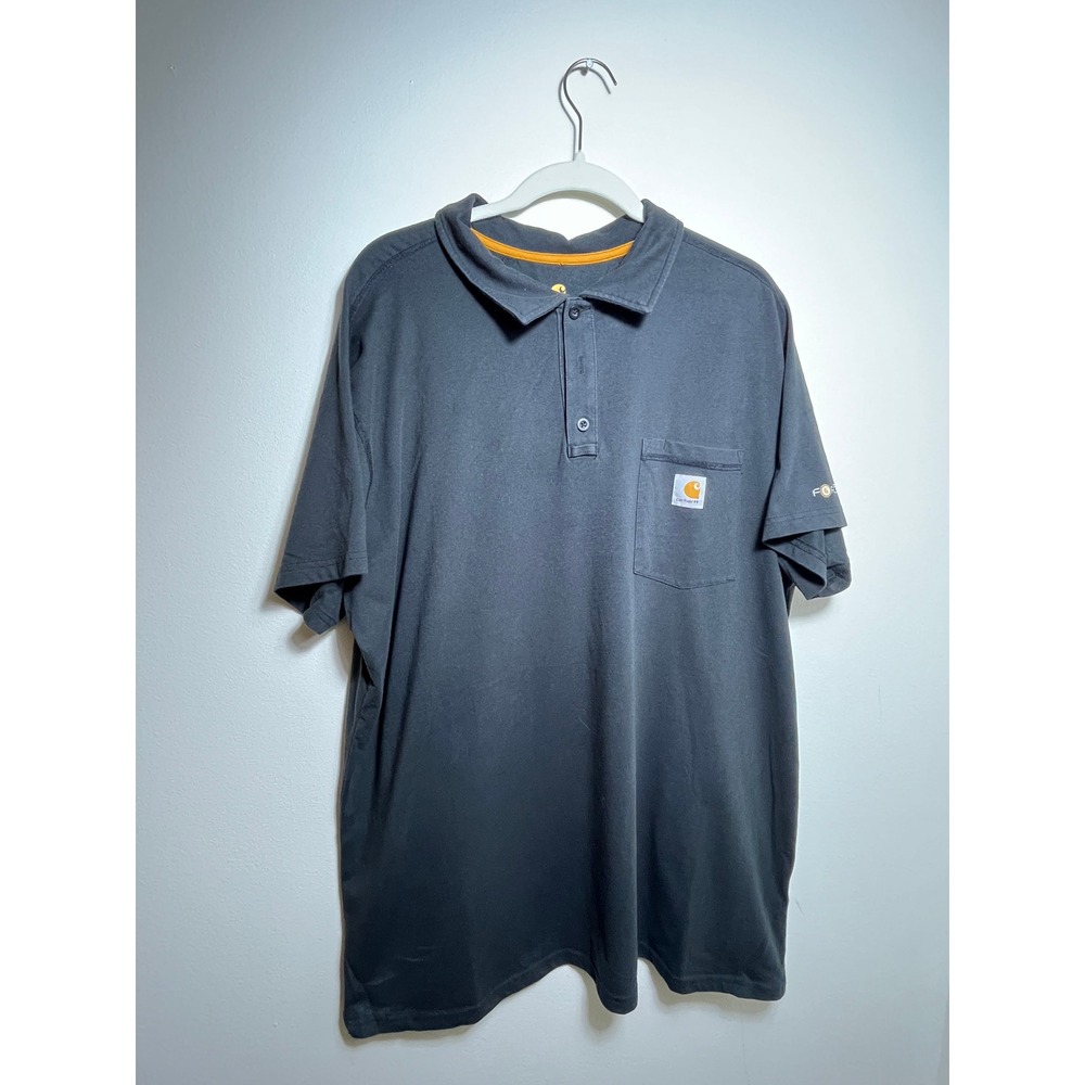 Carhartt Force Relaxed Fit Polo‎ Shirt Mens Charcoal Grey Work Pocket Tee